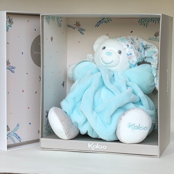 Kaloo Brand New Aqua Bear w/Hat - Medium Soft Plush Stuffed Animal for Baby 0+ - Picture 6 of 8